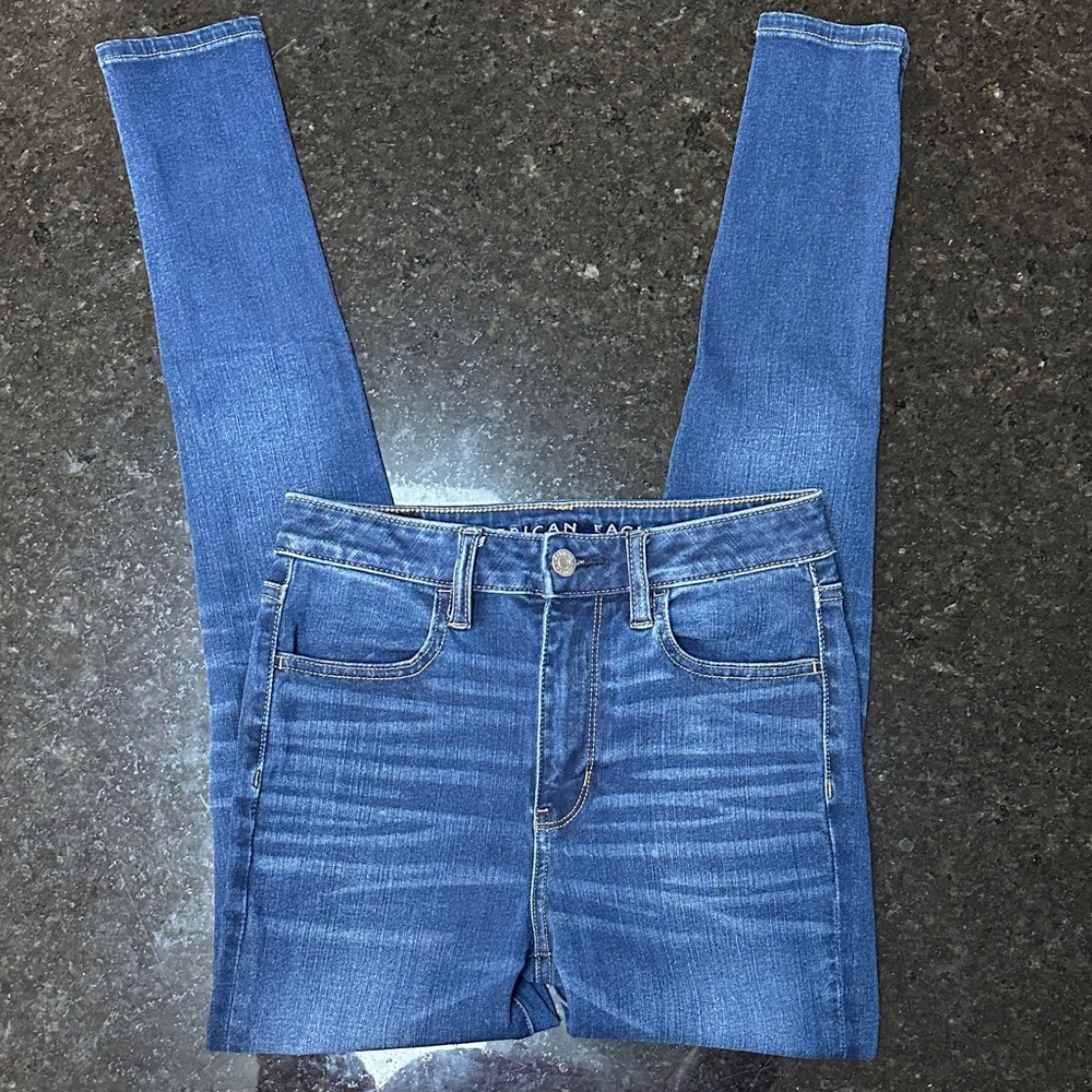 American Eagle Super Hi-Rise Jegging Women 2 Blue Ne(x)t Level Stretch Skinny